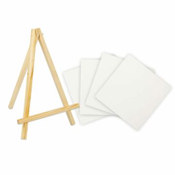 iCraft 6 Inch Four Piece Mini Display Canvas Board for Painting with Two Piece Canvas Board Stand 22 cm X 17cm (4 Canvas Board , 2 Stand)