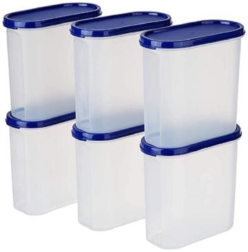 User Choise Modular Containers Oval with Plain Lids, 2500 ML, Set of 6 - Blue Lids