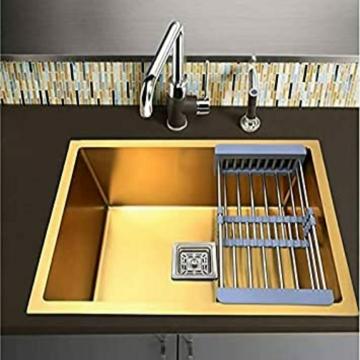 FORTUNE BLU 304 Stainless Steel Single Bowl Handmade Kitchen Sink (24x18x10 inch, GOLD MATT)