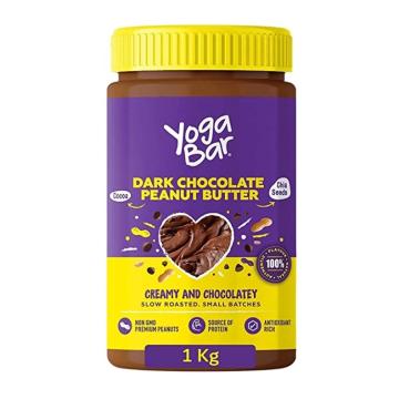 Yogabar Dark Chocolate Peanut Butter 1 kg | Chocolate Peanut Butter | High Protein Peanuts butter with Anti-Oxidants | Crunchy , Chocolatey & Creamy Peanut Butters | 100%Vegan & No Preservatives