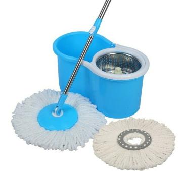 Esquire Elegant Blue Bucket 360 Degree Steel Bowl Spin Mop Set with an Additional Microfiber Refill