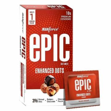 Epic Hot Dots Enhanced Dotted Premium Condoms For Men 10 Counts x ( Pack of 4 )