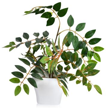 Fancy Mart Artificial Green Ficus Branches in White Onyx Pot 40 x 32 cm (FMDB-6045)