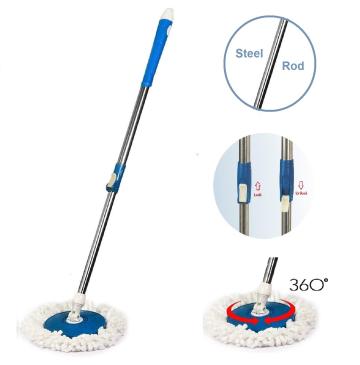 Homeleven Mop Rod Stick Set Rotating Floor Cleaning Steel Spin Mop Rod Stick with Refill- Multicolor
