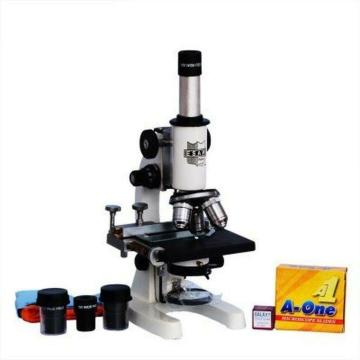 ESAW Medical Microscope With 50 Blank Slides And Cover Slips Contains 10X 45X And 100X Oil Immersion Objectives 10X And 15X Wf Eye Piece White 100-MM-02