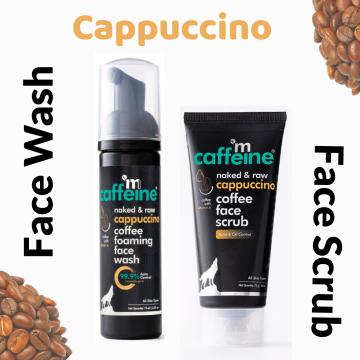 mCafffeine Cappuccino Coffee Foaming Face Wash and Face Scrub for Acne Control | Suitable for All Skin Types | Best Face Wash for Dry Skin,Sensitive Skin (150g)