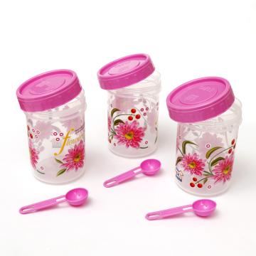 BB BACKBENCHERS Flower Printed Round Storage Container, 500ml, 3pcs