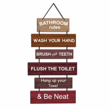 EXPLEASIA Decorative Wall Hanging Wooden Art Decoration Item for Home | Office | Living Room | Bedroom | Decoration Items |Home Decor| Gift Items (Bathroom Rules)