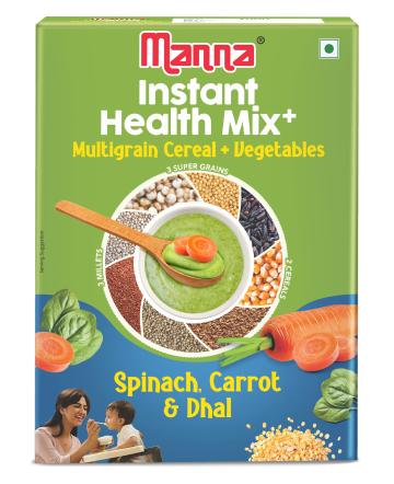 Manna Health Mix Instant 200g, Millets, Spinach, Carrot, Dal & Milk | Baby Food | Baby Cereal