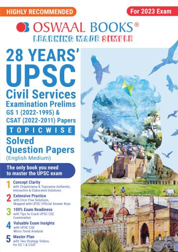 Oswaal 28 Years' UPSC Civil Services Examination Prelims GS 1 (2023-1995) & CSAT 2023-2011 Papers Topicwise Solved Question Papers English Medium (For 2024 Exam)