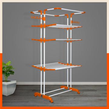 Bathla Mobidry Terra 4 Level Steel Modular Cloth Drying Stand (Orange - Extra Large) Made in India