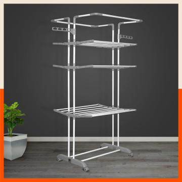 Bathla Mobidry Terra 4 Level Steel Modular Cloth Drying Stand (Grey - Extra Large) Made in India