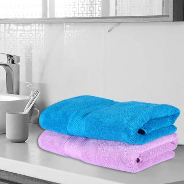 Justoriginals PCBT0CTNASTMC2153 Purple And Blue Cotton Bath Towels - King (Pack of 2)