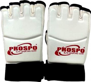 Prospo Hi-Tech Glove for Taekwondo/Karate/Boxing/MMA Double wrap Hand Protector for Competition Fighting Glove Guard Boxing (White)