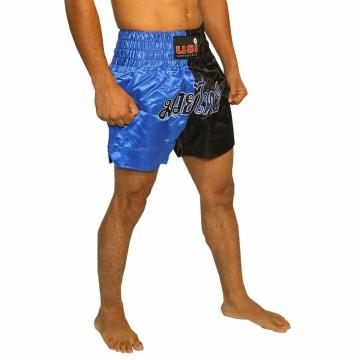 USI UNIVERSAL Muay Thai Shorts 410MT (Size L) Blue/Black Muay Thai Shorts For Men - Adult