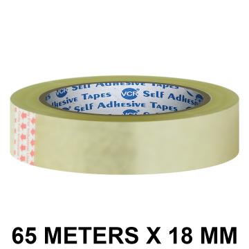 VCR Self Adhesive Transparent Cello Tape - 65 Meters in Length - 18mm / 0.75