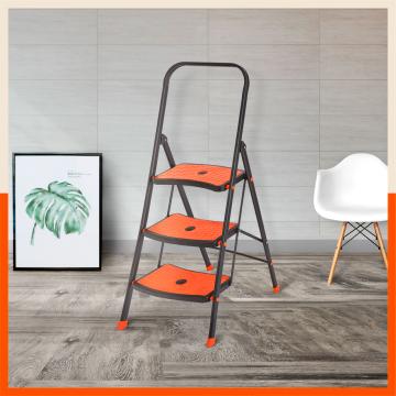 Bathla Boost Rhino 3-Step Foldable Steel Ladder for Home with Anti-Slip Steps (Black + Orange)