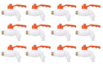 Sellzy PVC Plastic Bib Tap for Bathroom, Kitchen, Toilet, Garden Bib Tap Faucet - White, 12 Pieces