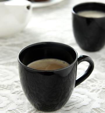 LA TABLEWARE Glossy Black Tea Cups - Set of 6 - 200 ml Each
