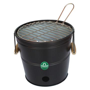 TrustBasket Round Portable Charcoal Barbeque Bucket Set of 1 (Black)