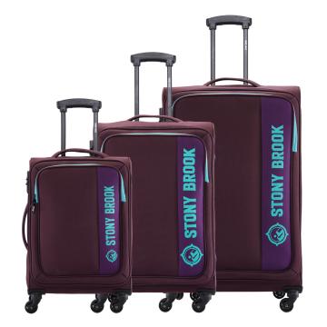 Stony Brook by Nasher Miles Classic Soft-Sided Polyester Luggage Set of 3 Purple Trolley Bags (55, 65 & 75 cm)
