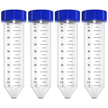 Clear & Sure Non- Sterilized 50ml Graduated Centrifuge Tube, Polyproplyene, Conical Bottom,Leak Proof Tubes Pack of 50