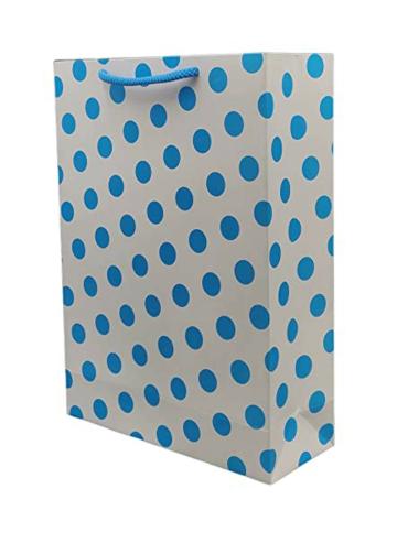 Tasche White And Blue Paper Bags (20 x 7.5 x 28 cm) Pack Of 10