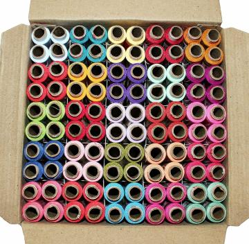 Wiffo (Thread Reel 100 pcs Box)100% Spun Polyester Sewing Thread 100 Tubes (25 Shades 4 Tube Each) Ladies Special Thread/Dhaga 100 Pcs Sewing Threads Spools with 10 MeTER gOLDEN Lace