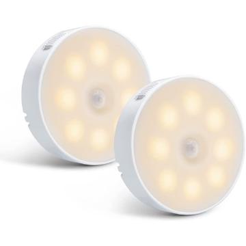 AUSHA Motion Sensor Light for Home with USB Charging Pack of 2 Wireless Self Adhesive LED Magnetic Motion Activated Light Motion Sensor Rechargeable Light for Wardrobe Bedroom Stairs