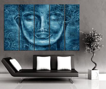 KYARA ARTS Multiple Frames Beautiful buddha Wall Painting for Living Room Home decor, Bedroom, Office, Hotels, Drawing Room Wooden Framed Digital Painting (50inch x 30inch)82