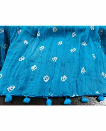 Mishwa Diwali Handmade Bandhani Blue Dupatta for Women