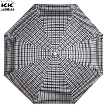 KK 21 inch Manual Open Checks Design Umbrella for Men and Women Umbrella (Grey)