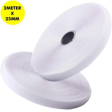 LifeKrafts White Non-Adhesive Hook and Loop Tape 2 m x 25 mm