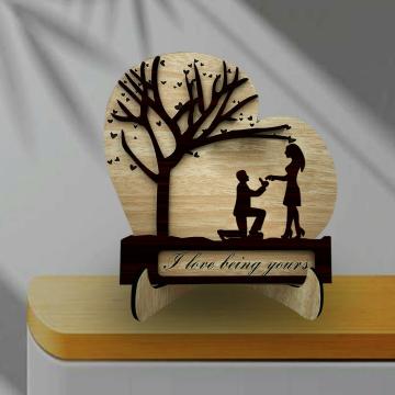 Expleasia Couple Under Heart Tree Wooden showpiece for Couple, Boyfriend, Girlfriend, Wife, Husband |Special Occasion, Anniversary, Valentine, and Birthday (Heart Tree Couple Propose)