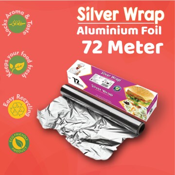 SW SILVER WRAP Food Grade Alumanium foil Paper 72 Meter