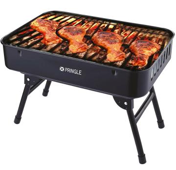 Pringle Barbeque Grill Set For Home And Outdoor Bbq Tandoor With Rack And Tray, Black