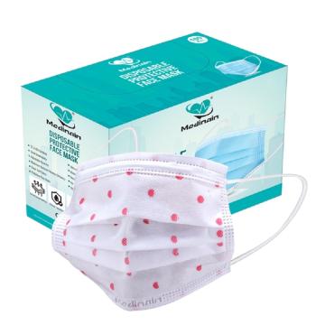 Medinain 3 Ply, Red Dot Printed and Disposable With Built-In Adjustable Nose Pin, 95% Filtration CE, and ISO and WHO-GMP Certified Pharmaceutical Surgical Face Mask (300 pcs)