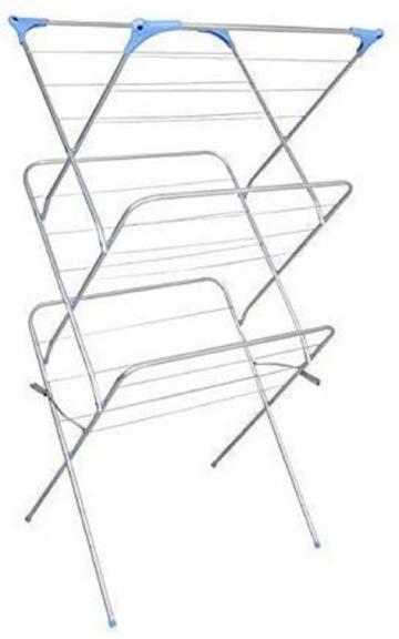 Peng Essentials Silver Steel 3 Tier Foldable Airer Long-Lasting Cloth Drying Stand 160 x 60 x 90 cm
