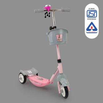 Dash Noddy Scooter for Kids 3+ Adjustable Height, Storage Basket, Bell, Non Slipable Wheels (Pink)