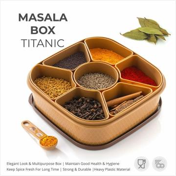 Shivalay Brown Masala Rangoli Box Dabba for Keeping Spices