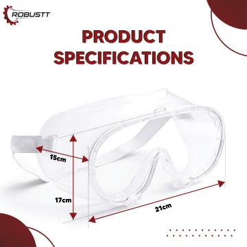 Robustt safety goggles for chemical protection with an adjustable strap and minimum lens fogging (Pack of 2, Transparent)