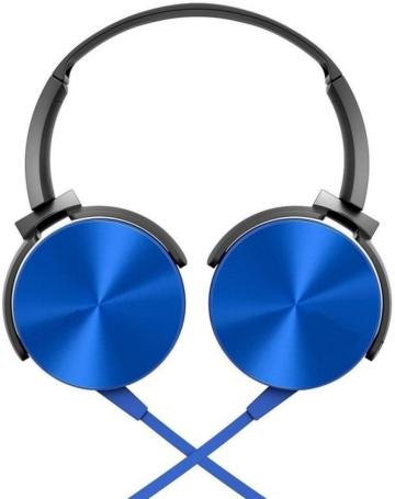 Otos Blue, black On the Ear Wired Headphones with Mic