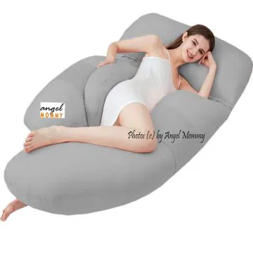 Angel Mommy Premium Full G-Shaped Body Pillow Microfibre Solid Pregnancy Pillow Pack of 1 (Grey)