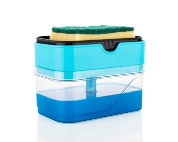 AMAR IMPEX Premium 2 in 1 Multicolour Plastic Dishwasher Liquid Soap Dispenser with Sponge 400 ml
