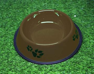 PINDIA Brown Stainless Steel Antiskid Pet Dog Feeding Bowl For Water And Food 22 cm