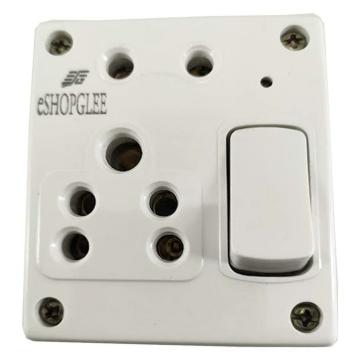 Eshopglee White Polycarbonate 6A Combined Electrical Switch and Socket