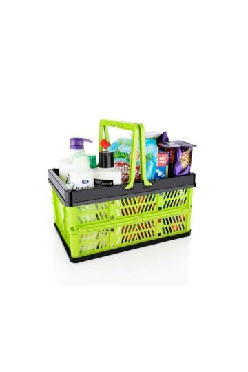 CRACK Multicolour Plastic Portable Folding Shopping Basket with Carry Handle