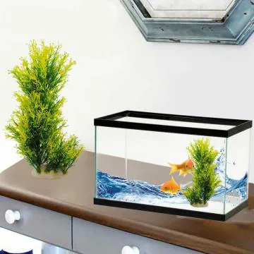 Jainsons Artificial Yellow Green Tree Plant Ornament for Aquarium Fish Tank Decoration. Create Natural Environment in Aquarium Fish Tank (Height: 11 inch)