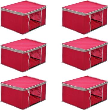 BAGSBEAUTY Red Non Woven Saree Storage Bag (Pack Of 6)
