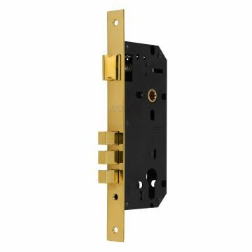 LAPO Wooden Door and Mortise Lock Body 50 mm x 85 mm Three Bullet (Gold PVD Finish)-Pack of 1 pcs